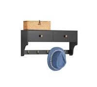 Porte-Manteaux Mural FRG178-SCH SoBuy avec 2 Tiroirs et 5 Crochets - 60x15x27 cm - Noir