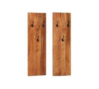 Porte-manteaux muraux 2 pcs 36 x 3 x 110 cm Bois d'acacia massif