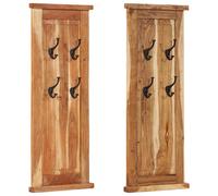 Porte-Manteaux Patères Meubles Chambre Couloir 2 pcs Bois Massif d'Acacia vidaX