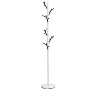 Porte-manteaux ZENO portant à vêtements sur pied en forme d'arbre, 6 crochets sur différentes hauteurs, en métal laqué blanc/noir
