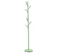 Porte-manteaux ZENO portant à vêtements sur pied en forme d'arbre avec 6 crochets sur différentes hauteurs, en métal laqué vert