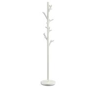 Porte-manteaux ZENO portant à vêtements sur pied en forme d'arbre avec 6 crochets sur différentes hauteurs, en métal laqué blanc