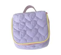 Porte-maquillage en polyester avec motif cœur - Grande capacité - Organisateur de produits de toilette - Sac de rangement portable de voyage
