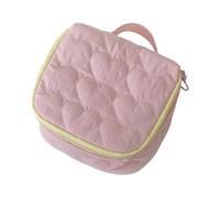 Porte-maquillage en polyester avec motif cœur - Grande capacité - Organisateur de produits de toilette - Sac de rangement portable de voyage