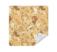 Porte-maquillage pour objectif d'appareil photo - Autocollant magique - Sac de voyage - 35 x 35 cm - Emballage pour articles de toilette, Squelette jaune vache, 21.7x21.7in