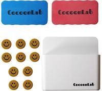 Porte Marqueurs Magnétique Pour Tableau Blanc Brosse Effaceur Tampon Aimanté Éponge Feutre Nettoyer Tableau Aimants Puissants Aimant Rond (Blanc-Kit Complet)