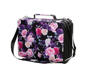 Porte-marqueurs pour 224 marqueurs - Multifonctionnel - Fermeture éclair - Sac de transport avec bandoulière - Design artistique - Pochettes pour croquis, couleurs mixtes