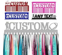 Porte Médaille Personnalisé avec Prenom Logo Argent Présentoir à Medaille Personnalisée pour Football Gymnastique Judo Ballet Enfant Garçon Fille Cadeau Personnalisé Présentoir de Sport en Méta