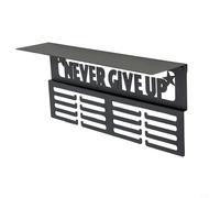 Porte-médailles blanc avec étagère, support mural en métal pour trophées - pour médailles de sport, organiseur de rangement à 4 rangées - pour gymnastique, course à pied, football (noir)