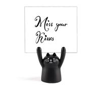 Porte-mémo avec citation Miss Your Kisses - Motif chat noir