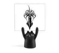 Porte-mémo avec illustration de pieuvre de vie marine - Motif chat noir