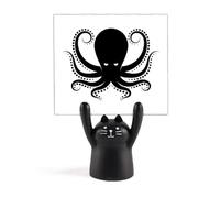 Porte-mémo motif pieuvre vie marine noir et blanc dessin animé chat noir décoration