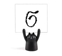 Porte-mémo noir alphabet grec Sigma dessin animé chat noir décoration