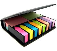 Porte-mémos autocollants, avec étiquettes autocollantes, étui en simili cuir