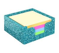 Porte-mémos transparent de qualité supérieure avec finition étincelante - 10 x 10 cm - Solution de rangement pour accessoires de bureau - Organisateurs de notes adhésives