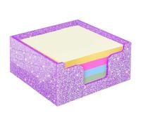 Porte-mémos transparent de qualité supérieure avec finition étincelante - 10 x 10 cm - Solution de rangement pour accessoires de bureau - Organisateurs de notes adhésives