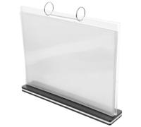Porte-menu de Table à Feuillets, Acrylique Pvc, Horizontal, Transparent | Pages Remplaçables Rapidement, Base Large Renforcée, Visibilité Nette, pour Cartes D’instruction et Affichage