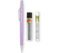 Porte-Mine Automatique - Gamme Pastel Floral - Simple + 12 Mines De Recharge Hi-Polymer Hb 0,5 Mm + Tube De 4 Recharges Pour Gomme Z2-1n (Violet Pastel)