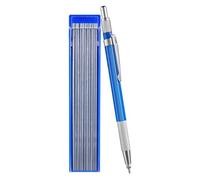 Porte-mine en métal | Charpentier avec 12 recharges rondes argentées de 2 mm, stylo de marquage en acier, outils de tuyauterie, taille-crayon intégré pour le travail du bois