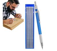 Porte-mine en métal - Crayons de travail du bois mécanique, 12 recharges rondes argentées de 2,0 mm - Stylo de marquage en acier, outils de tuyauterie, taille-crayon intégré pour le travail du bois