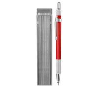 Porte-mine en métal - Ensemble de crayons de travail du bois, 12 recharges rondes argentées de 2 mm, stylo de marquage en acier durable | Outil de tuyauterie avec taille-crayon intégré pour le travail
