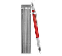 Porte-mine en métal - Outil de marquage d'ingénierie durable, stylo mécanique de 2,0 mm avec 12 recharges rondes argentées | Taille-crayon de précision intégré, pointe en acier robuste pour