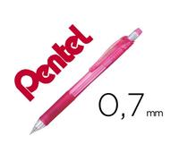 Porte-mines pentel energize canon fixe mine 0,7mm grip caoutchouc gomme avec capuchoncorps coloris rose translucide