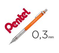 Porte-mines pentel graphgear 300 canon fixe 4mm mine 0,3mm grip metal gomme avec capuchoncorps metal coloris orange