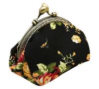 Porte-Monnaie 12, 7 x 9, 9 x 7, 6 cm Petite Pochette à Monnaie avec Fermoir à Pression Motif Floral Vintage en Toile pour Femmes Enfants et Filles
