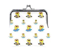 Porte-monnaie à carreaux rouges et noirs rayés avec serrure à baiser - Porte-monnaie décontracté pour un usage quotidien, Planche de surf dinosaure dessin animé, one size, Planche de surf dinosaure