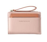 Porte-monnaie à fermeture éclair pour femme, portefeuille court avec cordon, porte-monnaie multifonction, grande capacité pour les billets importants, rose, Refer to description, Unisexe