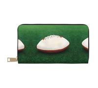 Porte-monnaie à main motif ballon de rugby blanc tendance et polyvalent pouvant contenir des téléphones portables, des pièces de monnaie, des clés