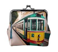 Porte-monnaie à motif de tramway de Lisbonne, petit portefeuille pour hommes et femmes, pour le shopping et les sorties décontractées, noir, One Size, Art déco