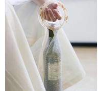Porte-monnaie à vin, sac fourre-tout élastique avec poignée en résine, élégante pochette à vin en maille et porte-bouteille en strass intégrés, sac isotherme polyvalent, ensemble d'accessoires de vin