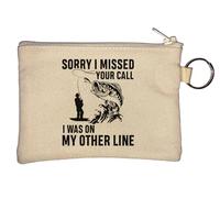 Porte-monnaie amusant avec inscription « Sorry I Missed Your Call I was On My Other Line » - Beige