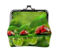 Porte-monnaie amusant avec motif de coccinelle tenant des parapluies, porte-monnaie avec verrou de baiser, petite pochette vintage pour homme et femme, Noir , Taille unique, Pochette à monnaie