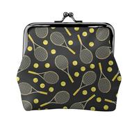 Porte-monnaie amusant avec raquettes de tennis et balles de tennis - Pratique - Pour femme (11,5 x 10,5 cm), noir, One Size