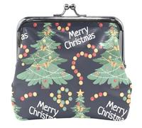 Porte-monnaie amusant pour homme et femme en cuir avec verrou de baiser de Noël Merry Navy, Christmas Merry Navy, OneSize