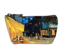 Porte-monnaie artisanal 'Vincent Van Gogh' (Terrasse du café le soir) - 13x8 cm [Q6646]