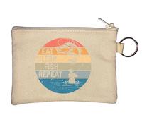 Porte-monnaie avec affiche « Eat Sleep Fish Repeat » - Beige