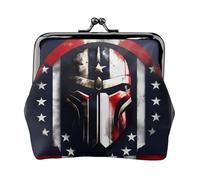 Porte-monnaie avec drapeau américain Spartan pour femme, petit portefeuille pour femme, petite trousse de maquillage pour sac à main, portefeuille rétro ultra fin, noir, One Size, Art déco