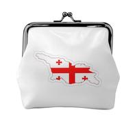 Porte-monnaie avec drapeau de la Géorgie imprimé carte de la Géorgie avec serrure à baiser Petite pochette vintage pour homme et femme, Noir , Taille unique, Pochette à monnaie
