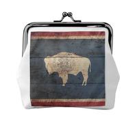 Porte-monnaie avec drapeau de l'État du Wyoming - Mini porte-monnaie pour femme - Petit porte-monnaie pour carte de crédit, carte d'identité, noir, One Size, Vintage