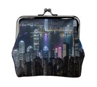 Porte-monnaie avec fermeture éclair étanche pour pièces de monnaie Motif nuit aérienne Hong Kong