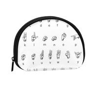 Porte-monnaie avec fermeture éclair Motif drapeau américain Spartiate pour femme, Alphabet langue des signes 2, One Size, Pochette à monnaie