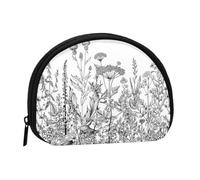 Porte-monnaie avec fermeture éclair pour femme Motif corbeau Noir, Fleurs noires et blanches., One Size, Pochette à monnaie