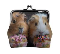 Porte-monnaie avec fermeture éclair pour pièces de monnaie et cartes Motif cochons d'Inde et cupcakes