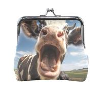 Porte-monnaie avec fermoir pour pièces de monnaie - Pour femme - Violet - 11,4 x 10,4 cm, Funny Cow Blue, one size, Funny Cow Blue