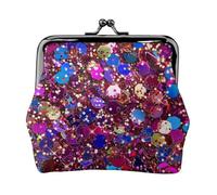 Porte-monnaie avec imprimé à paillettes pour femmes et filles - Mini pochette portefeuille avec serrure à baiser - Joli portefeuille en cuir, Noir , Taille unique, Pochette à monnaie