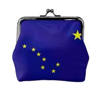 Porte-monnaie avec imprimé drapeau de l'État de l'Alaska, mini porte-monnaie pour femme, petit porte-monnaie pour carte de crédit, carte d'identité, clé, noir, One Size, Vintage